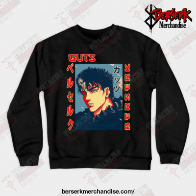 Funny Design Berserk Anime Manga Character Guts Crewneck Sweatshirt Black / S