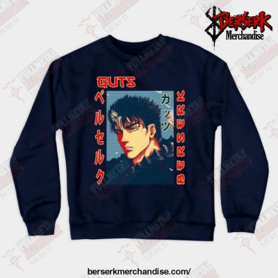 Funny Design Berserk Anime Manga Character Guts Crewneck Sweatshirt Navy Blue / S